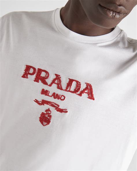 prada t shirt white and red|Prada milano t shirt price.